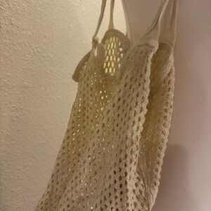 Elegant Cream Crochet Tote Bag